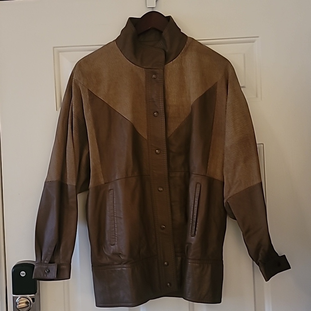 Faux Leather Brown Jacket Size Med